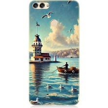 Huawei P Smart Uyumlu Martılarla Kız Kulesi  Desenli Silikon Kılıf