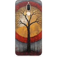Huawei Mate 10 Lite Uyumlu Sarı Kırmızı Ağaç Gölgesi  Desenli Silikon Kılıf