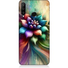 Huawei P30 Lite Uyumlu Renk Dalgasında Spiritüel Çiçek  Desenli Silikon Kılıf