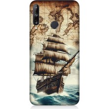 Huawei P40 Lite E Uyumlu Haritada Yelkenli Macera  Desenli Silikon Kılıf