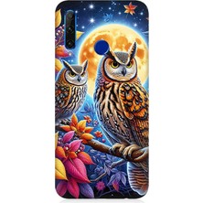 Huawei Honor 20 Lite Uyumlu Dallarda Bilge Baykuşlar  Desenli Silikon Kılıf