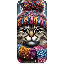 Huawei Honor 8s Uyumlu Bereli Gözlüklü Tatlı Kedi  Desenli Silikon Kılıf