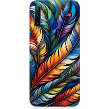 Huawei Honor 20 Lite Uyumlu Gökkuşağı Tüylerin Uyumu  Desenli Silikon Kılıf