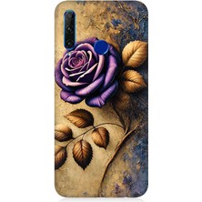 Huawei Honor 20 Lite Uyumlu Kuru Yaprakta Mor Gül  Desenli Silikon Kılıf