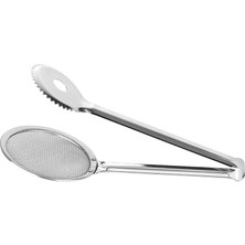 Nehir Nehir Sade Süzgeçli Kızartma Maşası - Gri - 30 cm