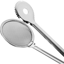 Nehir Nehir Sade Süzgeçli Kızartma Maşası - Gri - 30 cm