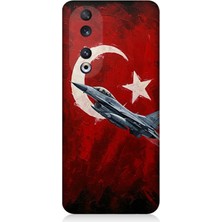 Huawei Honor 90 Uyumlu Bayrakta Yükselen Savaş Uçağı  Desenli Silikon Kılıf