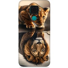 Huawei Mate 30 Lite Uyumlu Aslana Bakan Yavru  Desenli Silikon Kılıf