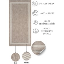 Shine Bej-Krem Kaymaz Taban Bordür Yolluk Sisal Hol Koridor Halısı Kolay Temizlenebilir Kilim halı yolluk