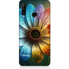 Huawei P30 Lite Uyumlu Yaprakta Gökkuşağı Çiçek  Desenli Silikon Kılıf