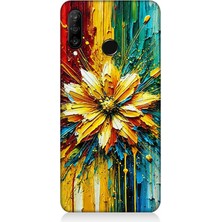 Huawei P30 Lite Uyumlu Patlayan Renkli Çiçek Fırçası  Desenli Silikon Kılıf