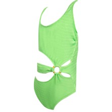Look Me Askılı Cut-Out Halka Detaylı - Yeşil 50UV Kız Çocuk Mayo By Nessi Byrd