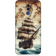 Huawei Mate 20 Lite Uyumlu Haritada Yelkenli Macera  Desenli Silikon Kılıf
