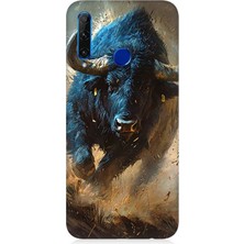 Huawei Honor 20 Lite Uyumlu Renk Patlamasında Saldıran Boğa  Desenli Silikon Kılıf