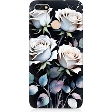 Huawei P9 Lite Mini Uyumlu Beyaz Güller Sessizliği  Desenli Silikon Kılıf