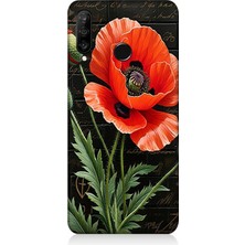 Huawei P30 Lite Uyumlu Kırmızı Gelincik Hatırası  Desenli Silikon Kılıf