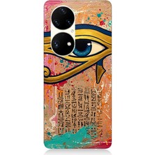 Huawei P50 Pro Uyumlu Antik Mısır’ın Gözü Ra  Desenli Silikon Kılıf