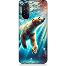 Huawei Nova Y70 Uyumlu Suda Dans Eden Ayı  Desenli Silikon Kılıf