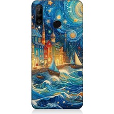Huawei P30 Lite Uyumlu Masalsı Şehirde Geceler  Desenli Silikon Kılıf