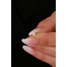 14 Ayar Altın Taşlı Yıldız Tragus Piercing