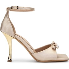 Tamer Tanca Kadın Hakiki Deri Bej Topuklu Ayakkabı 654 379 Bn Ayk Y25 Bej Saten