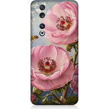 Huawei Honor 90 Uyumlu Pembe Çiçek ve Arı  Desenli Silikon Kılıf