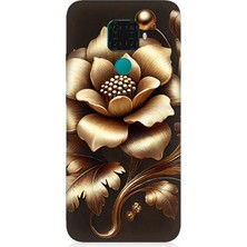Huawei Mate 30 Lite Uyumlu Altın Işıklı Zarif Çiçek  Desenli Silikon Kılıf