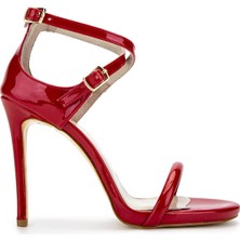 Tamer Tanca Kadın Vegan Kırmızı Rugan Topuklu Ayakkabı 828 8505 Bn Ayk Y25 Kırmızı Rgn