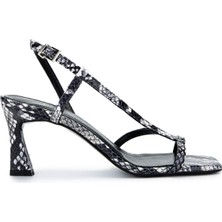 Tamer Tanca Kadın Hakiki Deri Siyah/beyaz Yılan Topuklu Ayakkabı 1075 12 Bn Ayk Y25 Syh/byz Yln Dr