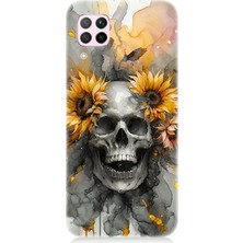 Huawei P40 Lite Uyumlu Çiçekli Kurukafa Fantezisi  Desenli Silikon Kılıf