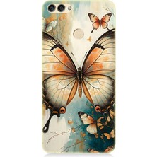 Huawei P Smart Uyumlu Zarif Kanatlı Kelebek  Desenli Silikon Kılıf