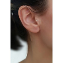 14 Ayar Altın Taşlı Sirüs Kelebek Tragus Piercing