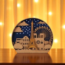 Paris Temalı Dekoratif Gece Lambası | LED Işıklı | Mdf | Leyman Hediyelik