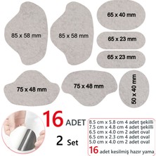 Fixall Adhesive Products Spor Ayakkabı Yapışkanlı Keçe Tamir Yaması Topuk Desteği.16 Adet Set Gri