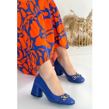 Lucky Mavi Cilt Topuklu Ayakkabı