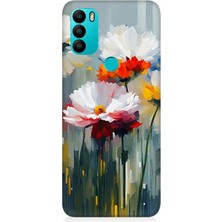 General Mobile Gm 21 Plus Uyumlu Soyut Çiçek Dokunuşları  Desenli Silikon Kılıf