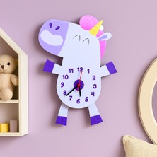 Unicorn Tasarım Sarkaç Duvar Saati - Çocuk Odası Dekorasyon Saat - Sessiz Akar Çocuk Saati