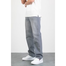 Hlt Jeans Erkek Gri Straight Baggy Fit Likrasız Rahat Kesim %100 Pamuk Loose Jean Pantolon HECTOR