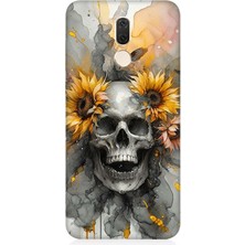 Huawei Mate 10 Lite Uyumlu Çiçekli Kurukafa Fantezisi  Desenli Silikon Kılıf