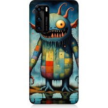 Huawei P40 Uyumlu Tuhaf Canavar Gülümsemesi  Desenli Silikon Kılıf