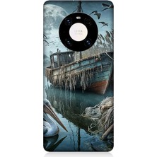 Huawei Mate 40 Pro Uyumlu Ay Işığında Eski Gemi  Desenli Silikon Kılıf