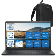 Dell Inspiron 15 3530 Intel Core I7-1355U 64GB 512GB SSD 15.6 Inç Full Hd  Freedos Laptop ZI35301103F22+ZETTAÇANTA