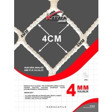 Balkon Güvenlik Filesi – 2 M Yükseklik | Metreyle Kesim | 4 mm Ip, 4x4 cm Göz Aralığı + Montaj Aparatları (Beyaz)