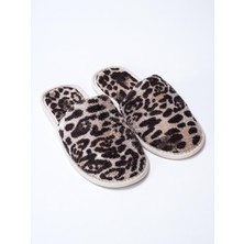 Ender Home Leopar Desen Havlu Terlik Kaymaz İnce Taban
