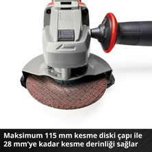 Einhell Akülü Avuç Taşlama TE-AG 18/115-2 Li - Solo Power X-Change (18 V, 115 mm Ø disk, 28 mm kesme derinliği, yumuşak başlatma özelliği, kesme koruması) - 4431166