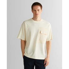 Gant Erkek Krem Relaxed Fit Bisiklet Yaka Logolu T-Shirt 2325137T.130