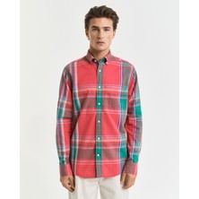 Gant Erkek Kırmızı Regular Fit Düğmeli Yaka Kareli Gömlek 3250067.648