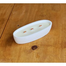 Oval Beton Mum – %100 Doğal Soya Wax, Ahşap Fitilli, El Yapımı Dekoratif Mum (21.9X10.8 Cm)