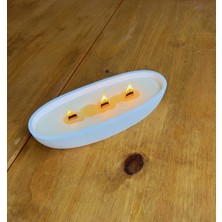 Oval Beton Mum – %100 Doğal Soya Wax, Ahşap Fitilli, El Yapımı Dekoratif Mum (21.9X10.8 Cm)