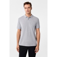 Gri Regular Armürlü Polo Yaka Tişört